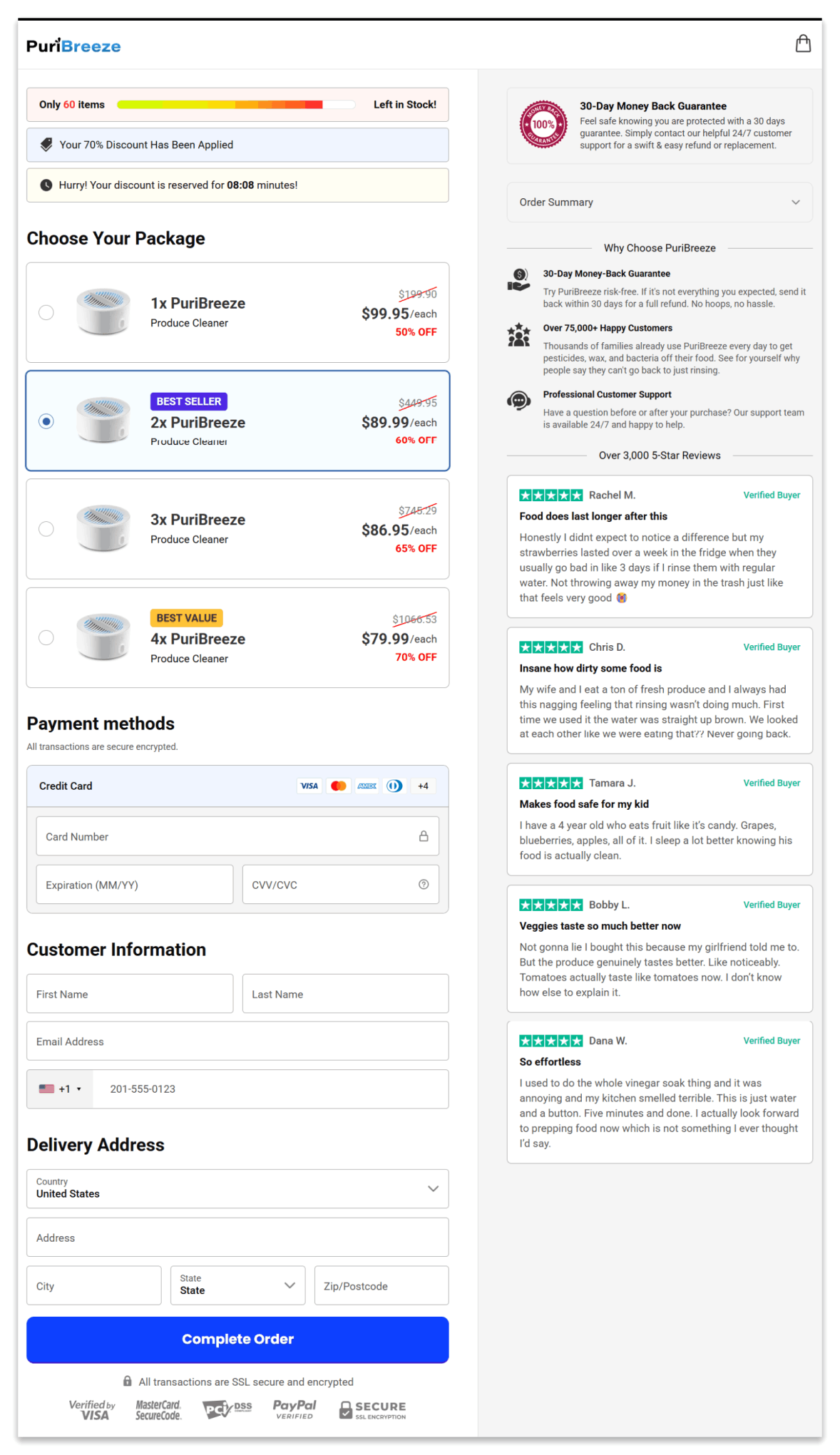 PuriBreeze Produce Cleaner Secure Checkout Page